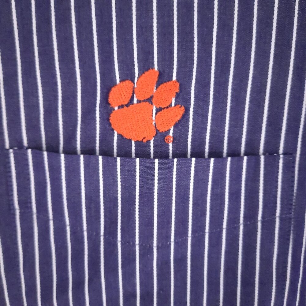 Clemson University Tiger Paw Striped Purple Shirt Men's 2XL Long Sleeve XXL - Picture 3 of 6